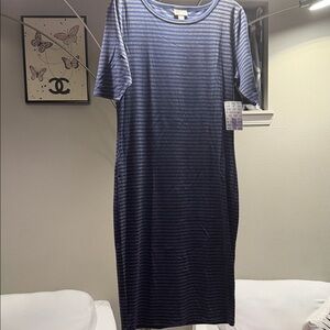 LuLaRoe Navy Striped Midi Dress